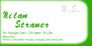milan stramer business card